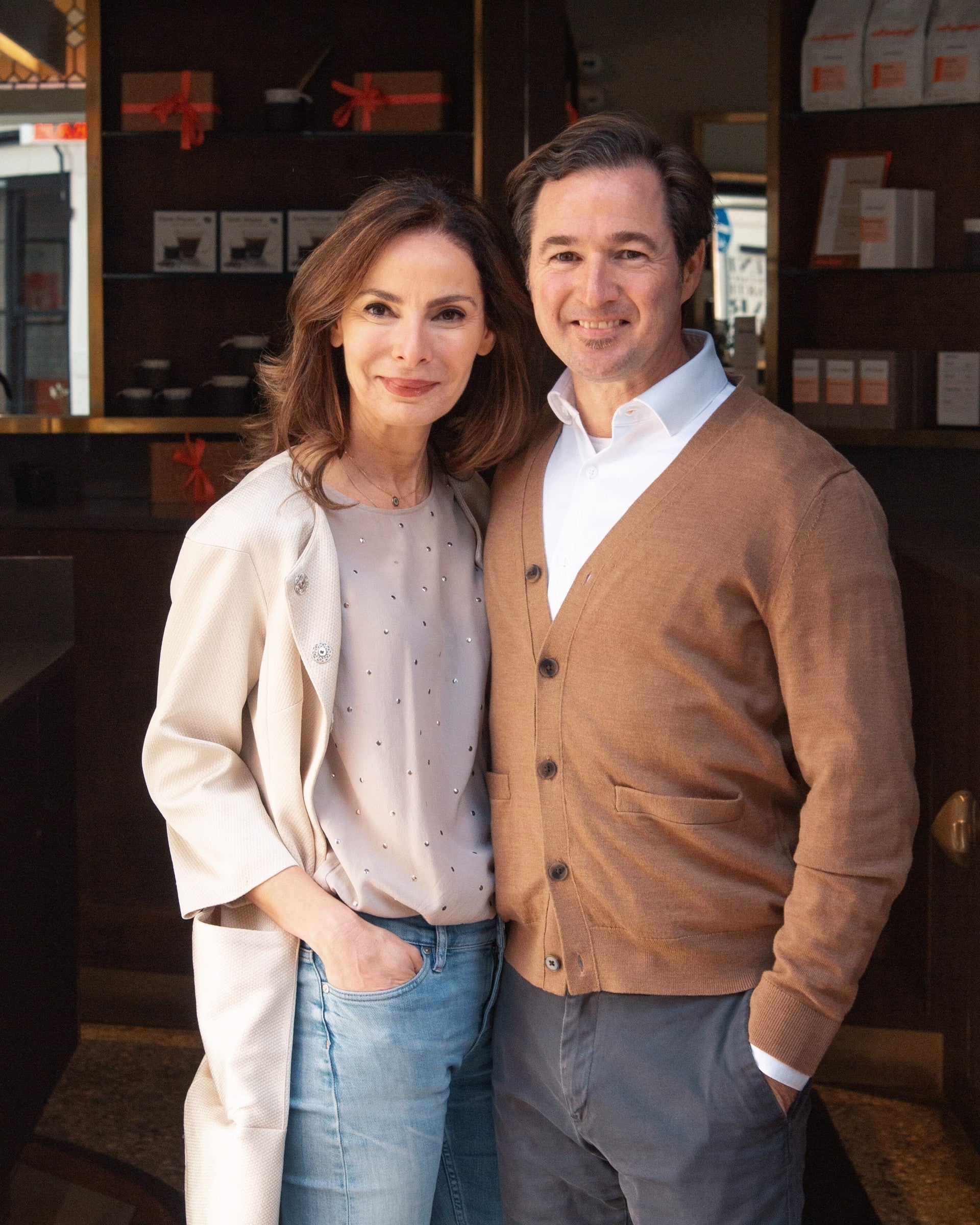 Karl and Caroline, co-owners of Coffeeangel, at the Trinity Street café